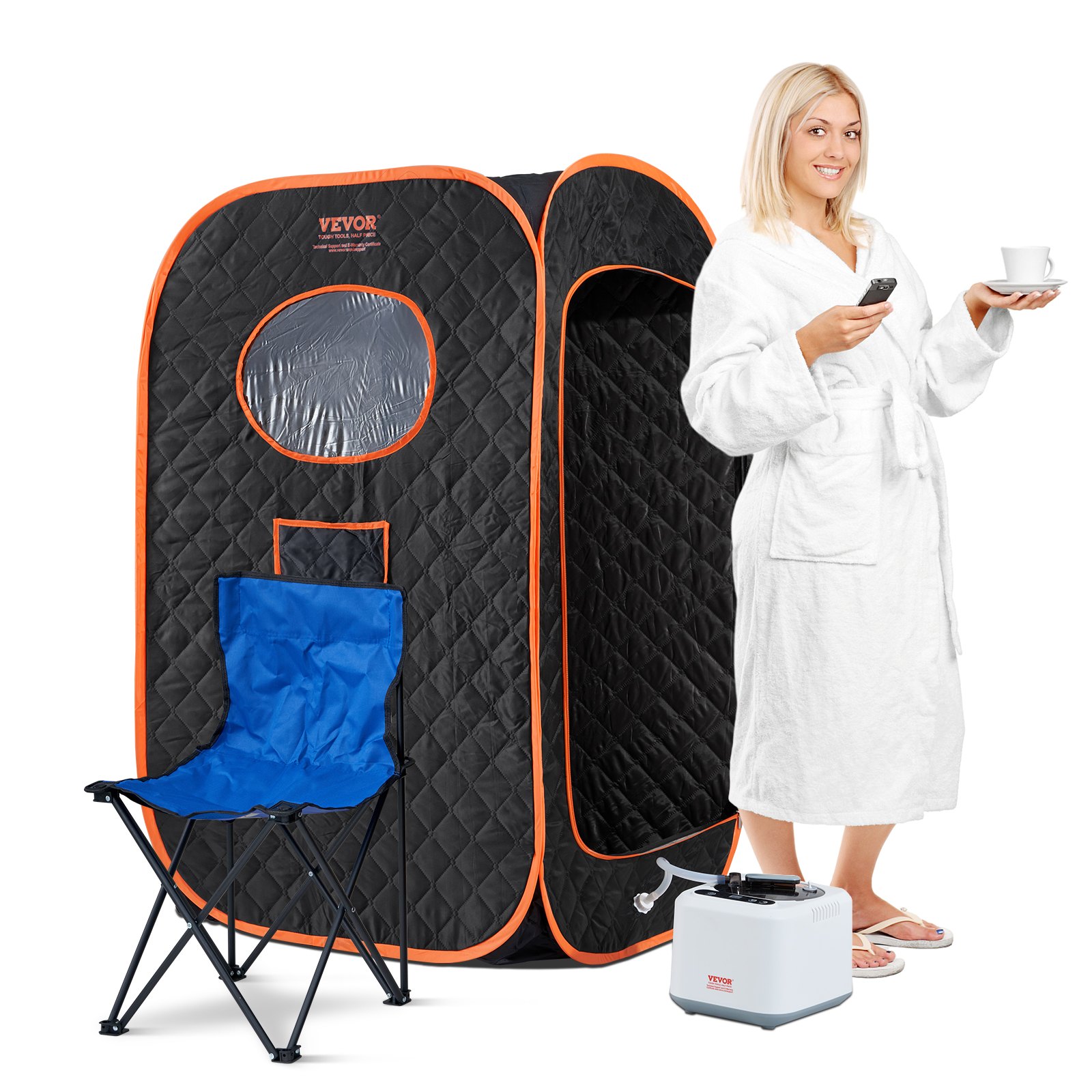 VEVOR Compact Portable Steam Sauna Tent, 1000 Watt Sauna Blanket with