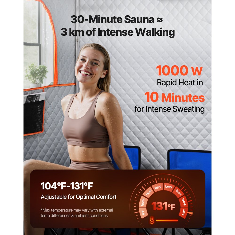 VEVOR Upgraded Portable Steam Sauna for Home, 2 Person Full Body Home ...