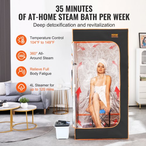 VEVOR Portable Home Steam Sauna Tent – 34.7×34.7×70.1 in