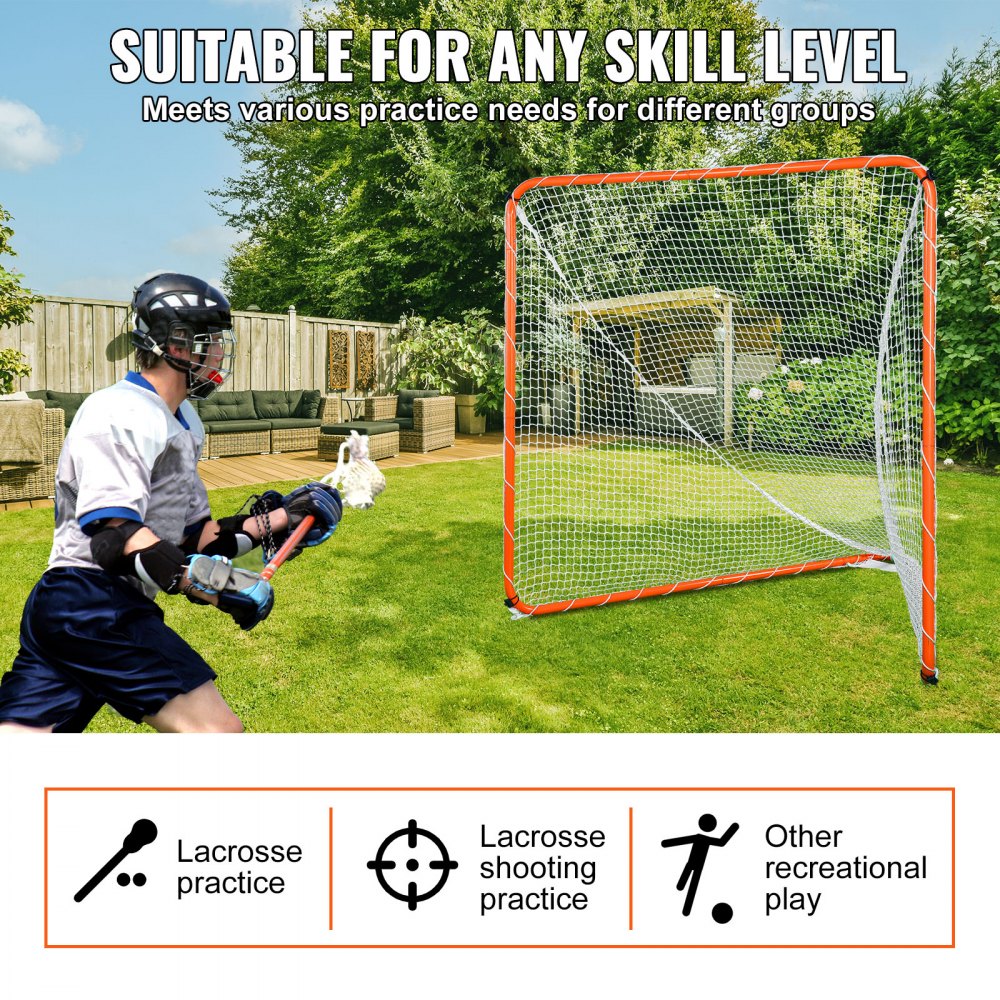 VEVOR Lacrosse Goal, 6' x 6' Lacrosse Net, Steel Frame Backyard
