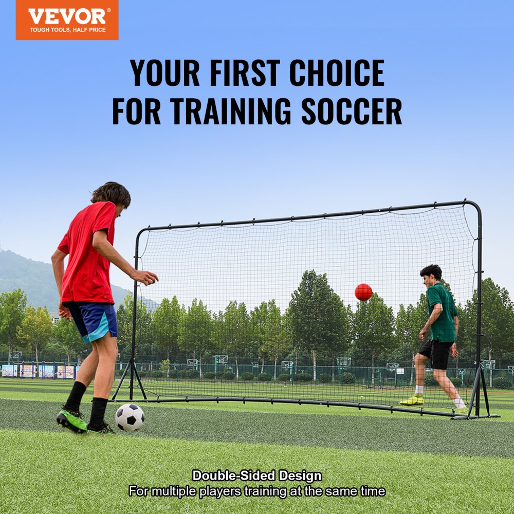 VEVOR Soccer Rebounder Net, 12x6FT Iron Soccer Training Equipment ...