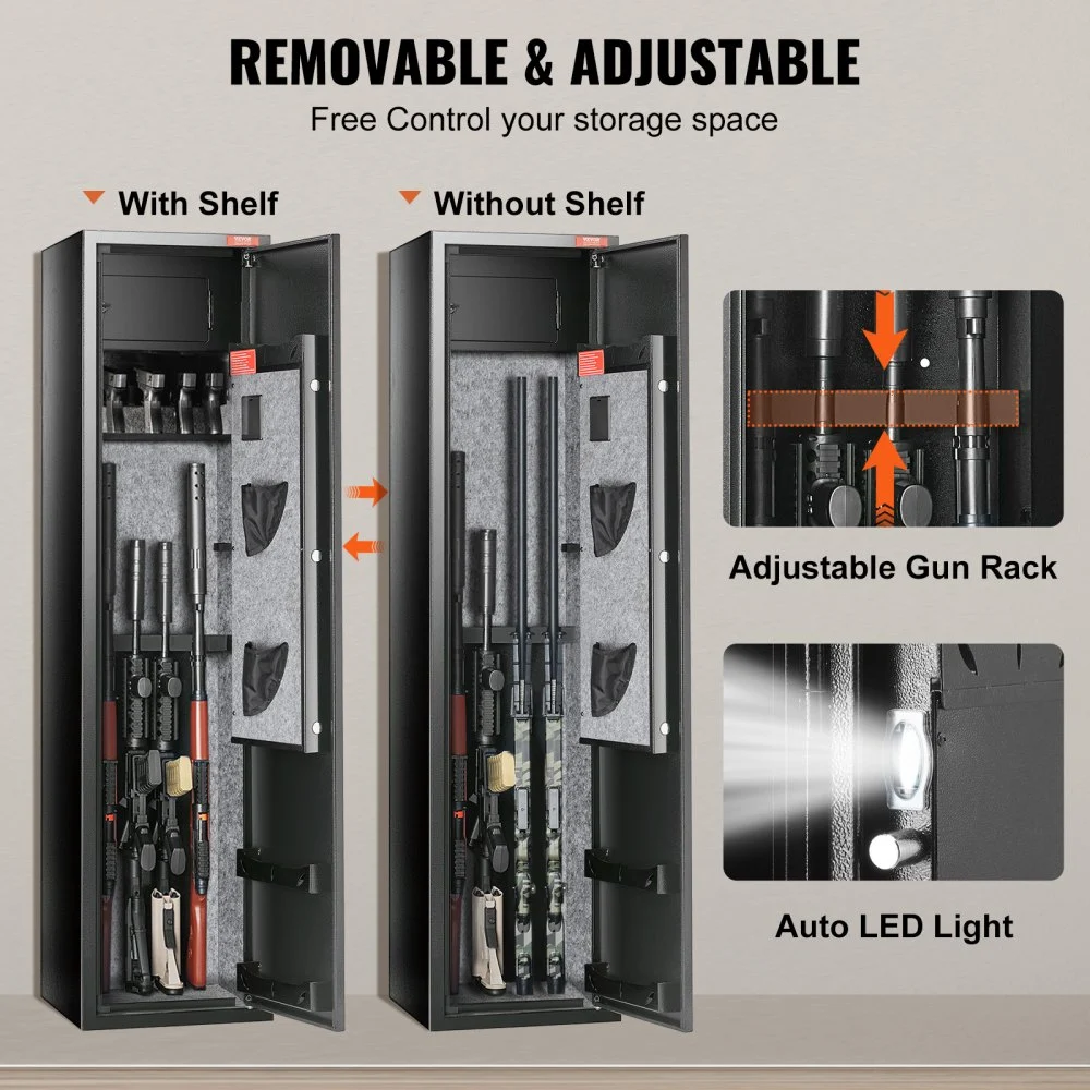 VEVOR 6 Rifles Gun Safe, Rifle Safe with Digital Keypad & Lock, Gun ...
