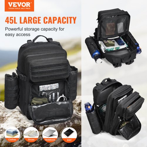 VEVOR Tactical Backpack 45L Military Backpack with Molle
