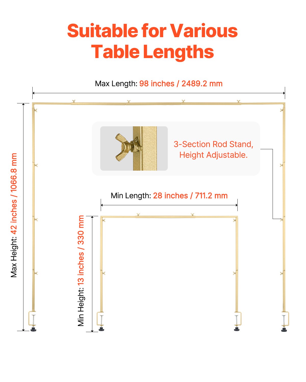 VEVOR Over The Table Rod Stand with Clamps, 13