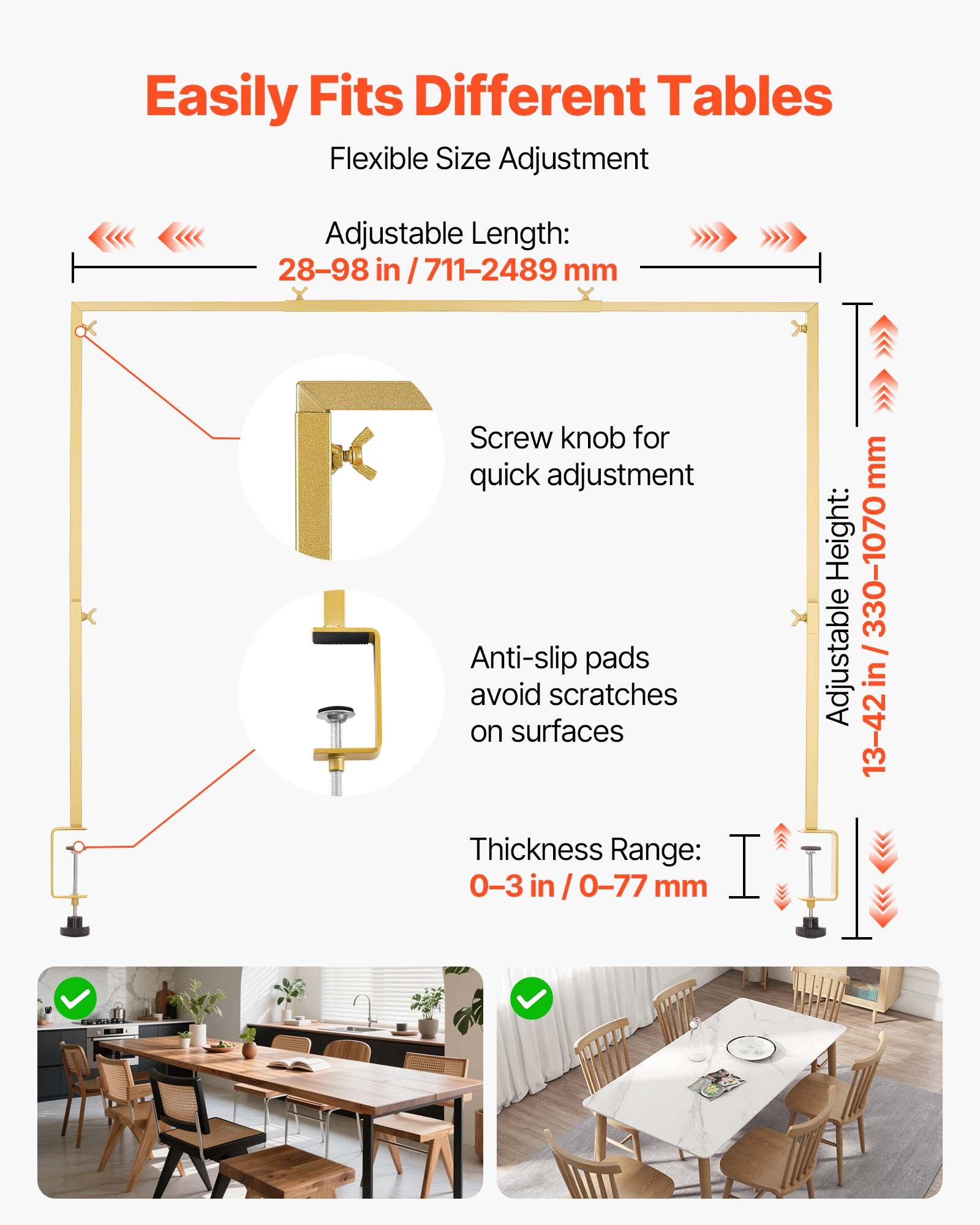 VEVOR Over the Table Rod Stand with Clamps, Adjustable 28