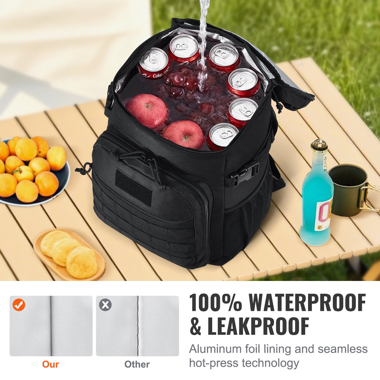 VEVOR Cooler Bag, 25L Insulated Lunch Bag with Molle Design and Multi ...