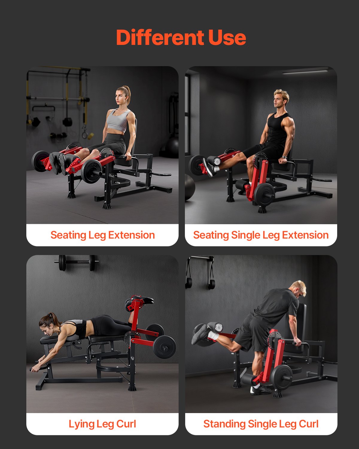 VEVOR Leg Extension and Curl Machine, Seated Leg Rotary Extension for ...