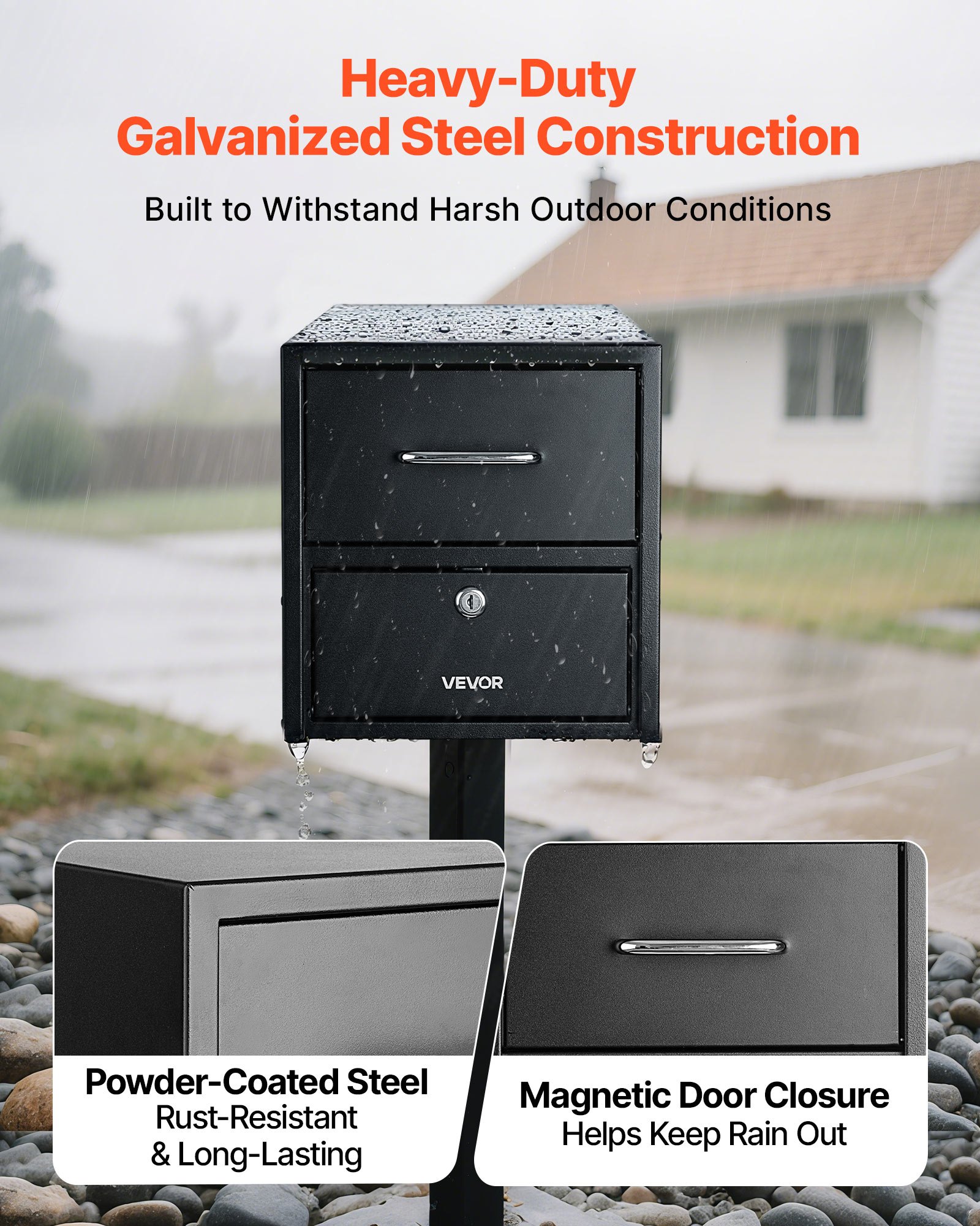 VEVOR Anti Theft Mailbox – 21.06 × 10.63 × 11.22 in.