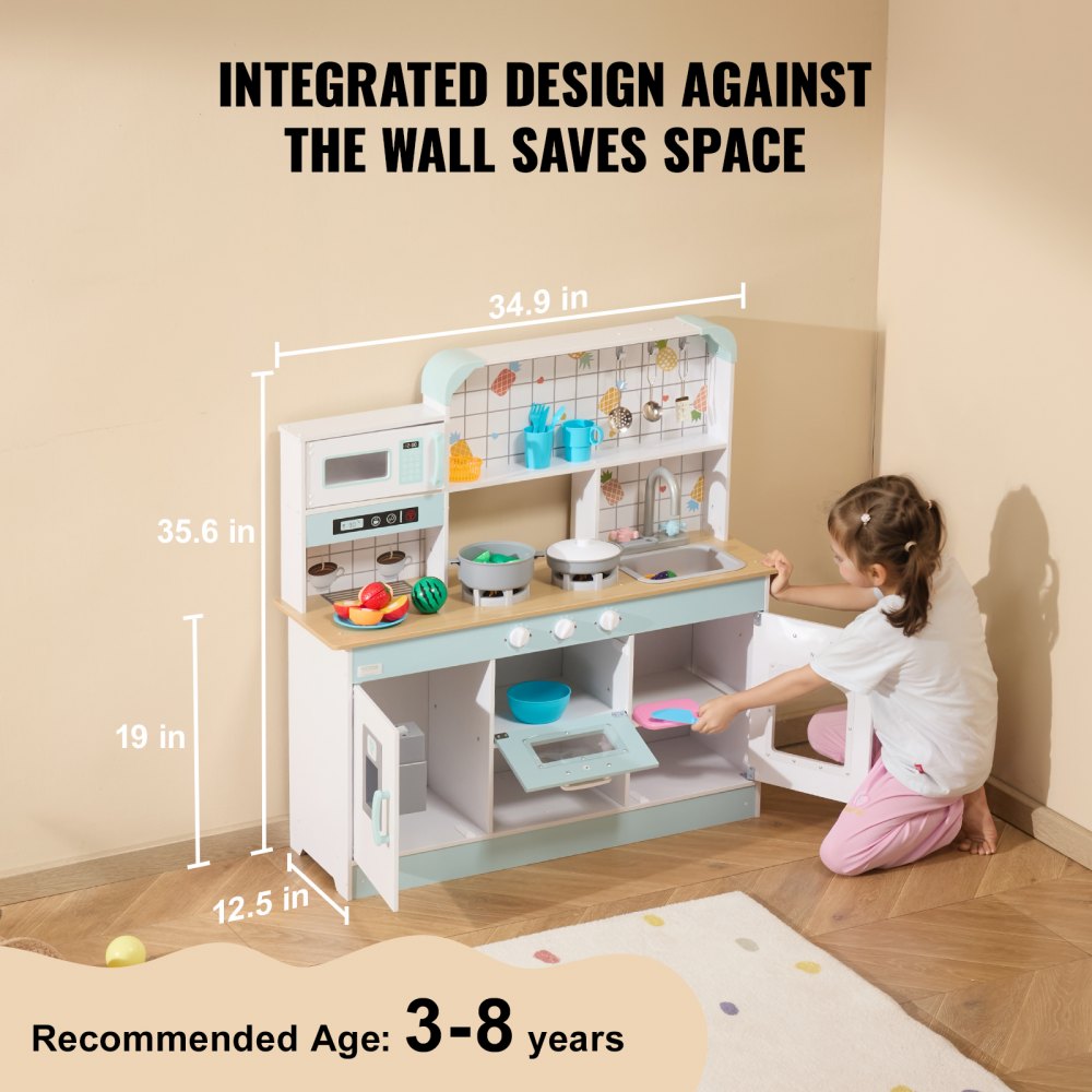 VEVOR Christmas Gift! Kitchen Playset Kids Pretend Cooking Play Toy 24 Piece Accessories White - Multicolor 2 main image 0
