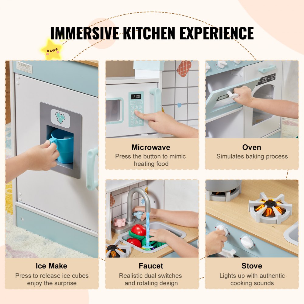 VEVOR Christmas Gift! Kitchen Playset Kids Pretend Cooking Play Toy 24 Piece Accessories White - Multicolor 2 main image 1