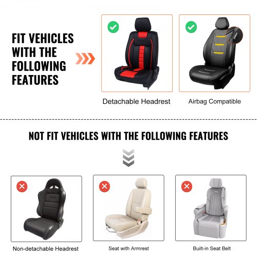 VEVOR Seat Covers Universal Car Seat Covers Front Seats 2pcs Faux Leather Seat Cover Semi enclosed Design Detachable Headrest and Airbag Compatible for Most Cars SUVs and Trucks Gray VEVOR US