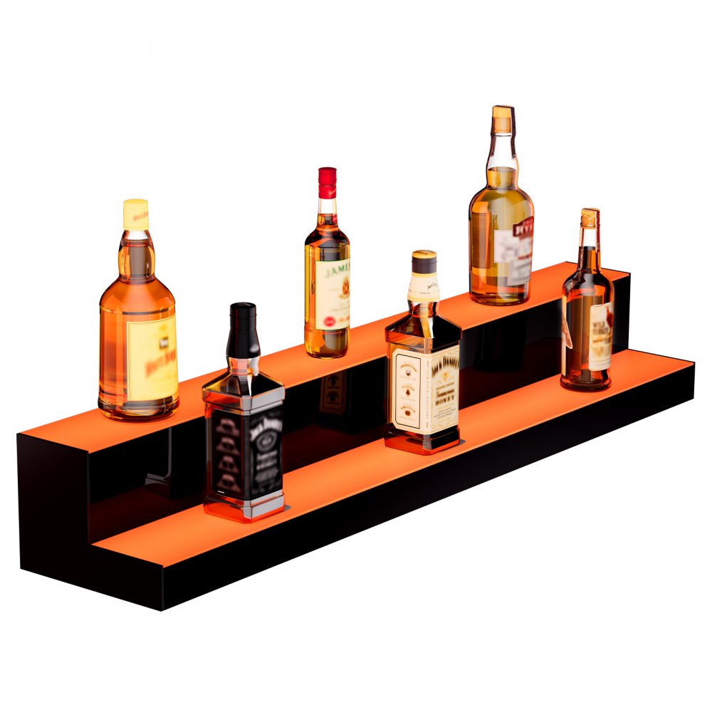 VEVOR LED Lighted Liquor Bottle Display, 2 Tiers 40 Inch Commercial ...
