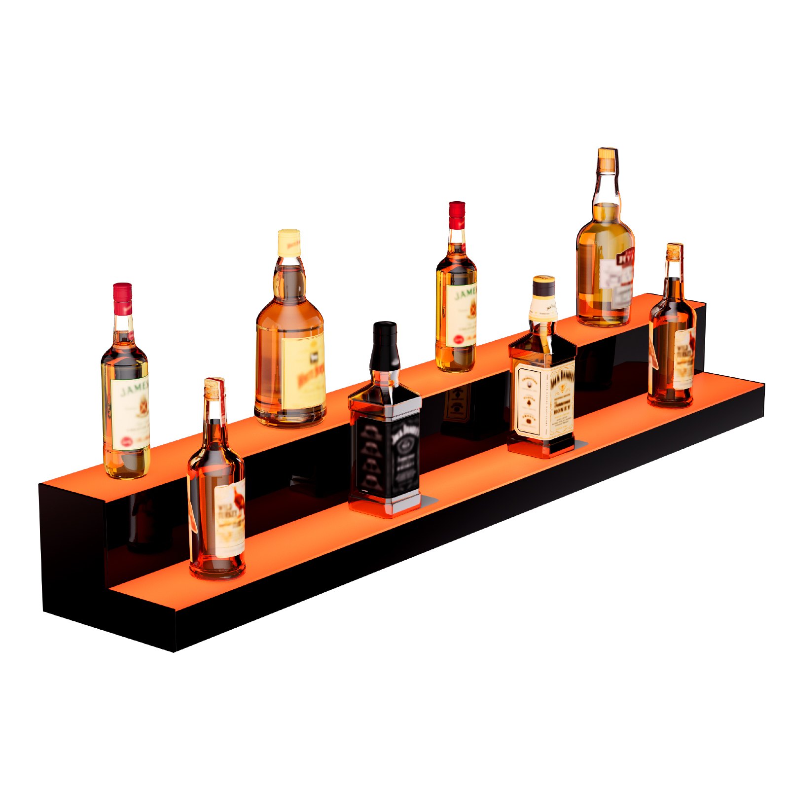 VEVOR LED Lighted Liquor Bottle Display, 2 Tiers 48 Inch Commercial ...