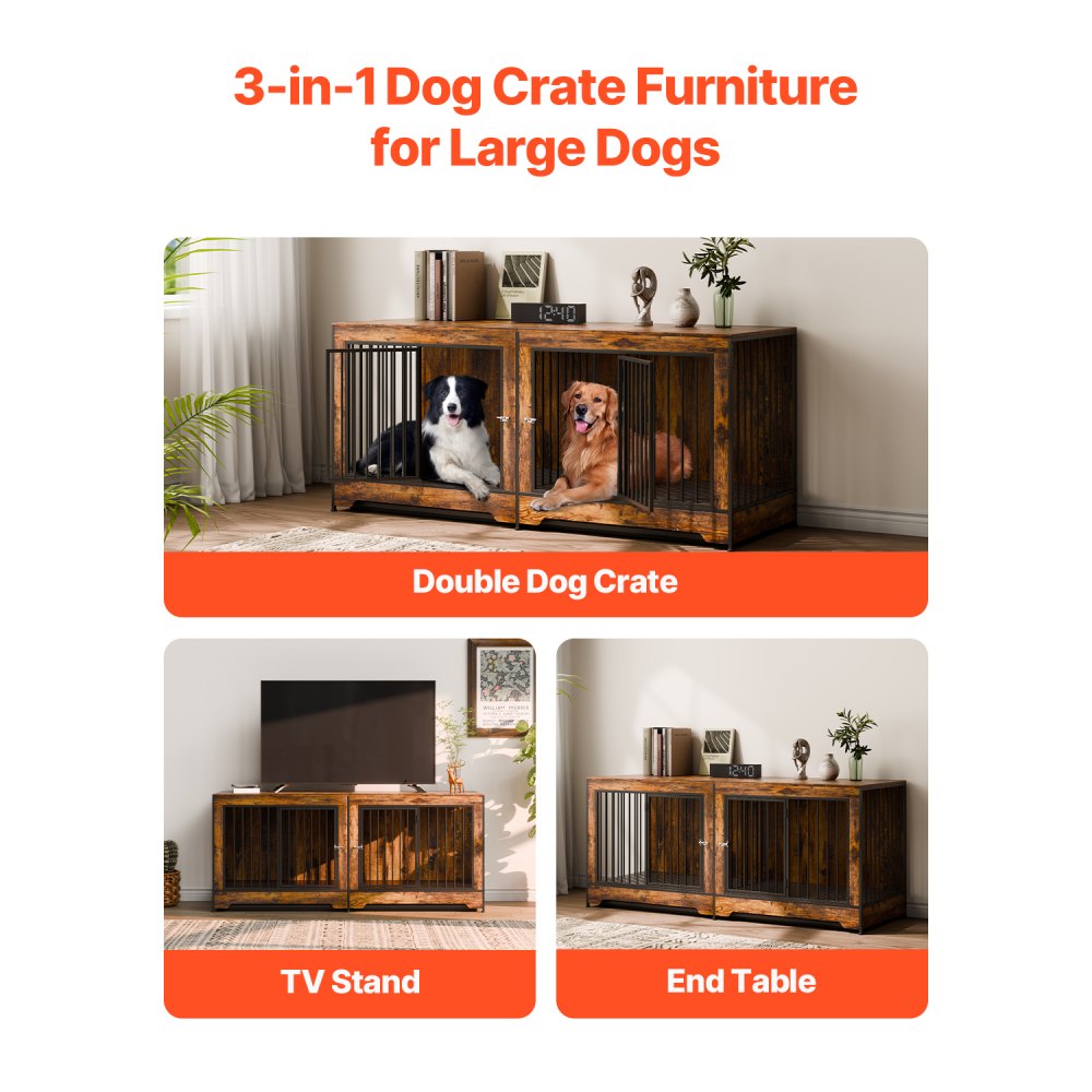 Gallery Detail: Vevor Dog Crate Furniture For 2 Large Dogs