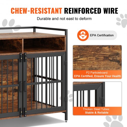 VEVOR Furniture Style Dog Crate with Storage, 41 inch Dog Crate ... - Dog Crate With Automatic Door And Storage