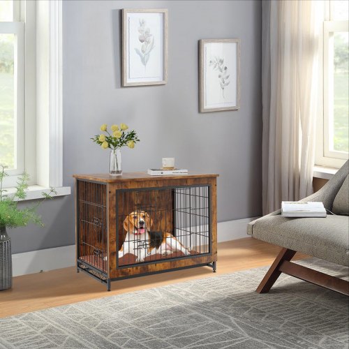 VEVOR Dog Crate Furniture, 32 inch Wooden Dog Crate with