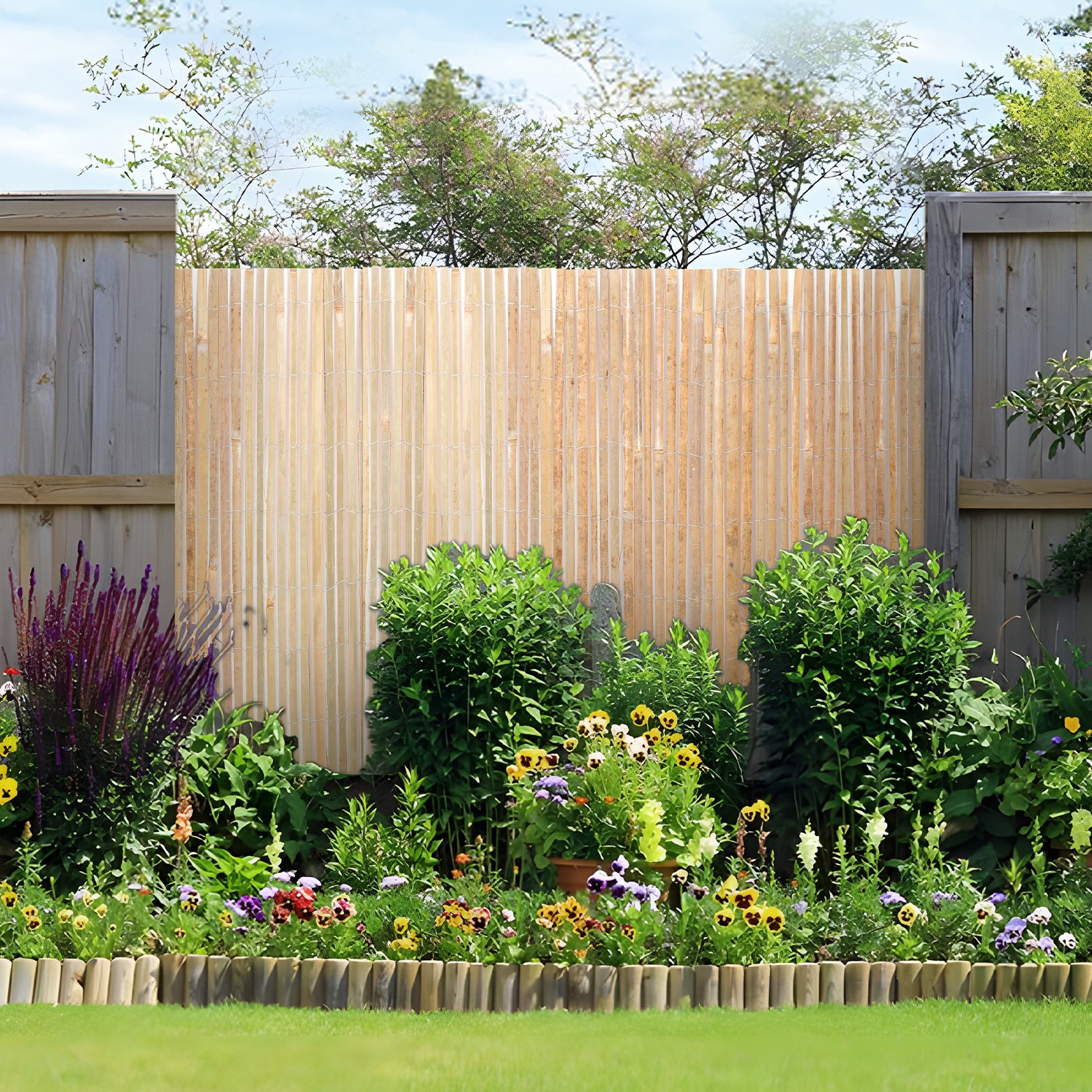 VEVOR Natural Bamboo Slat Screening, Eco-Friendly Privacy Bamboo Slat ...