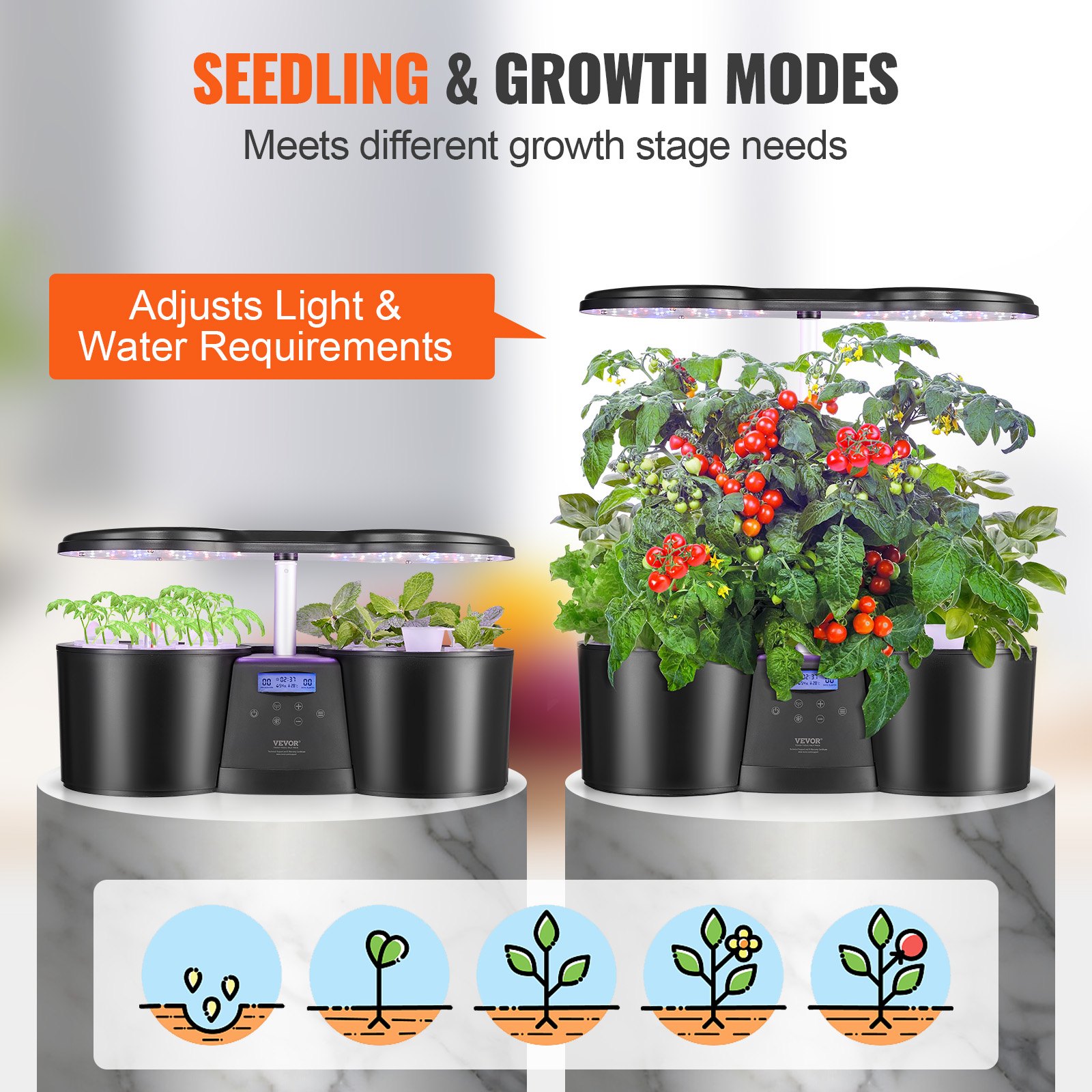 VEVOR Hydroponics Growing System, 12 Pods Indoor Growing System, Indoor ...