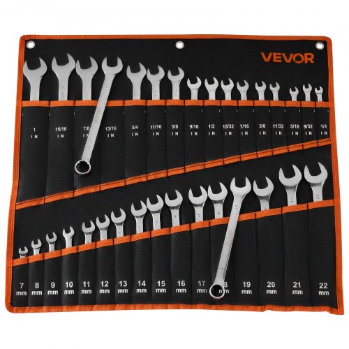 VEVOR Open and Box End Wrench Set – 32pc, 12pt, 15°, 7.72lbs