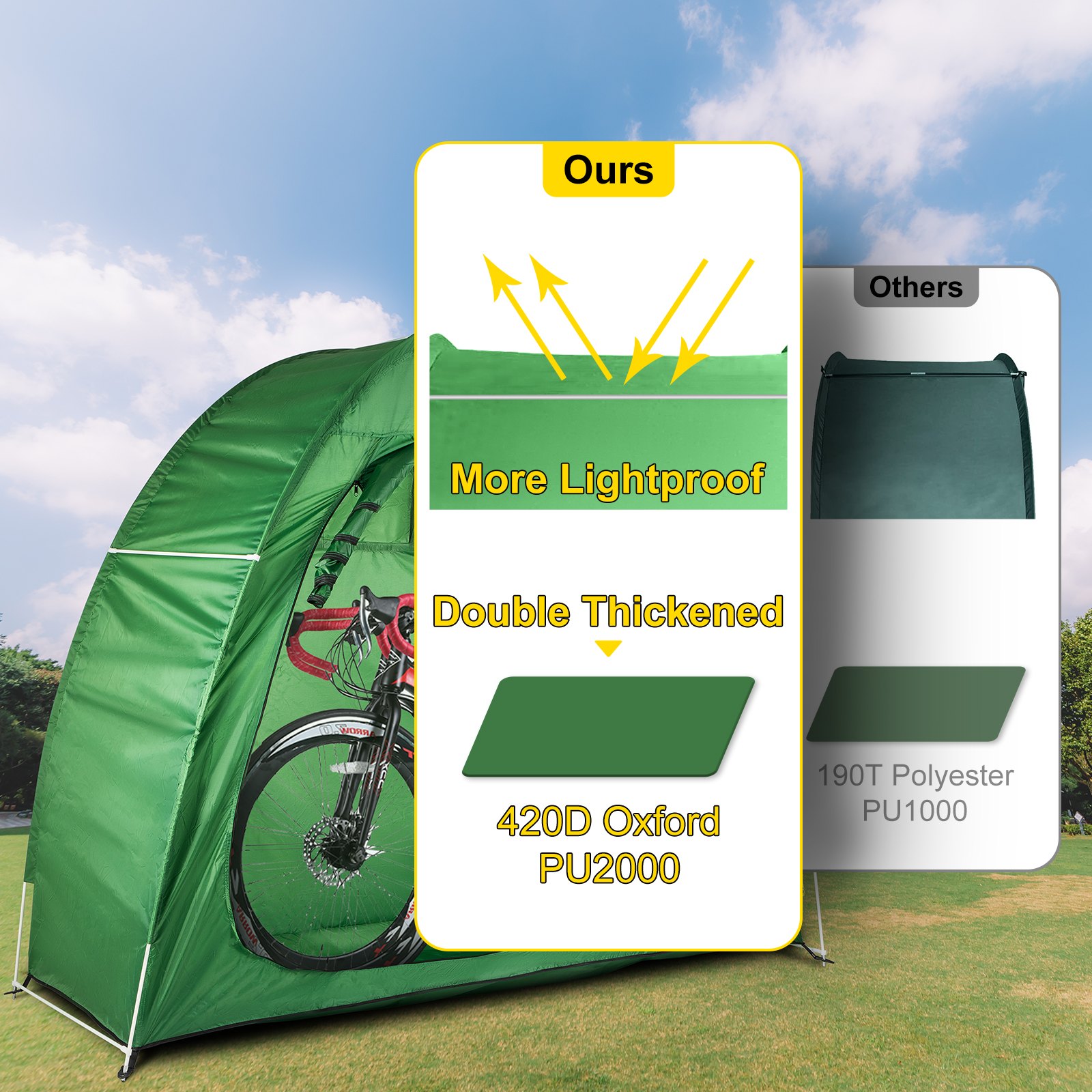 VEVOR Bike Cover Storage Tent, 420D Oxford Portable for 2 Bikes