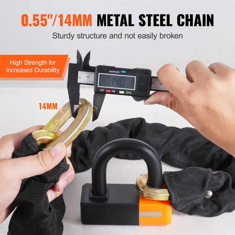 VEVOR Bike Chain Lock, 3.28 Ft Bicycle Chain Lock with 4 Keys, Heavy ...