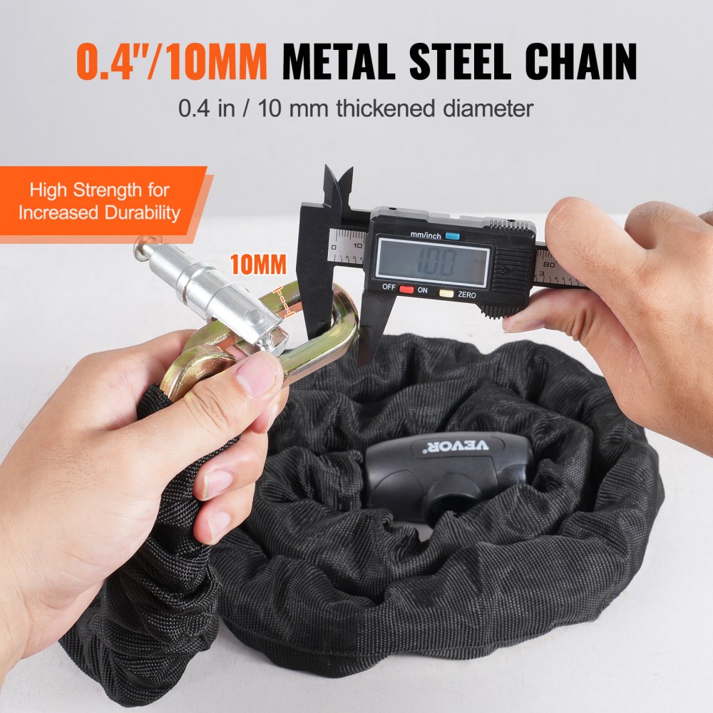 VEVOR Bike Chain Lock, 3.94 Ft Combination Bicycle Chain Lock with 3 ...