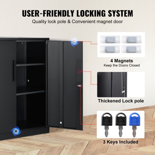 VEVOR Metal Storage Cabinet with 2 Magnetic Doors and 2 VEVOR Metal Storage Cabinet with 2 Magnetic Doors and 2