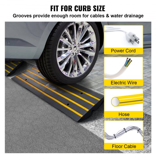 VEVOR Rubber Curb Ramp for Driveway 2 Pack, 15T Heavy Duty Sidewalk ...