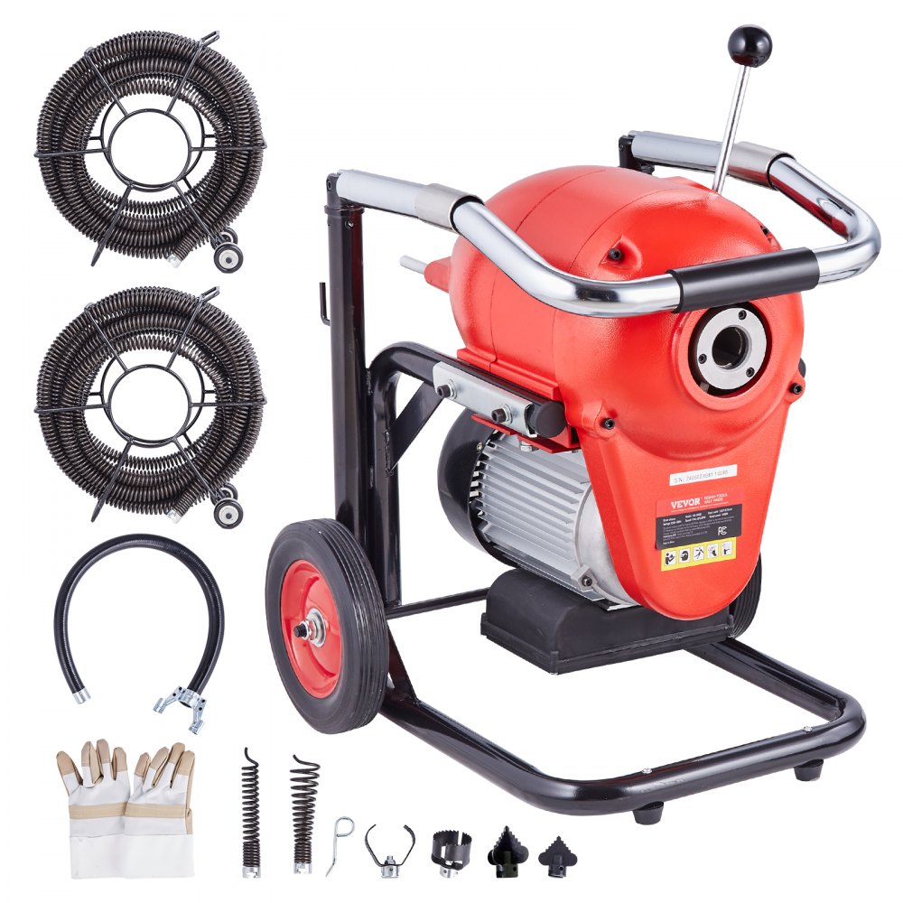 VEVOR Drain Cleaner Machine 120FT x 6 5 1100W Sectional Snake Auger Manual Feed VEVOR AU