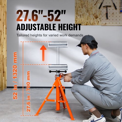 VEVOR 2 in. to 36 in. Pipe Stand with Roller Head 2,500 lbs