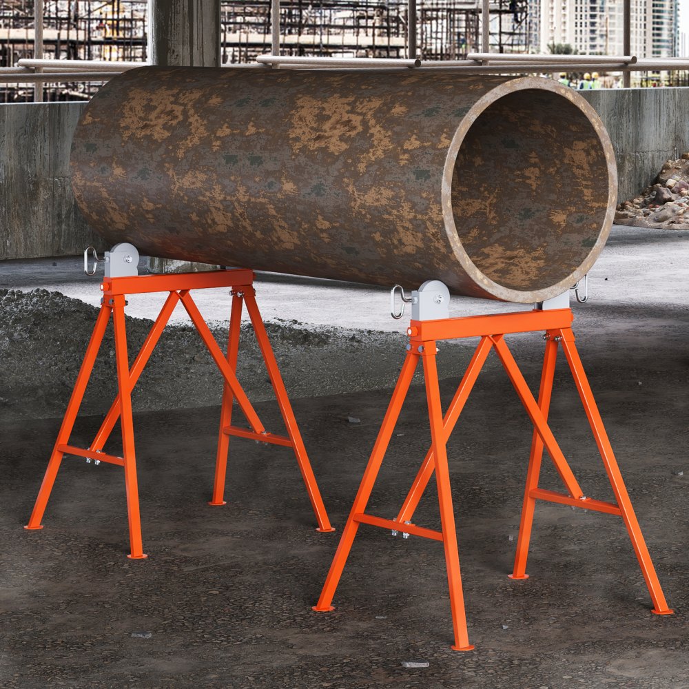 2 Pipe Instruments Stands VEVOR Pipe Stand with Roller Head 2500 LBS Load for 2-36 inches Pipes ...