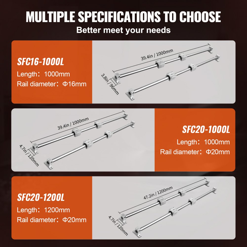 Rails Linéaires - VEVOR - 2PCS Rail de Guidage Linéaire SBR16 1000 mm 4PCS Bloc de Roulement SBR16UU - Bricolage Rails Linéaires - VEVOR - 2PCS Rail de Guidage Linéaire SBR16 1000 mm 4PCS Bloc de Roulement SBR16UU - Bricolage