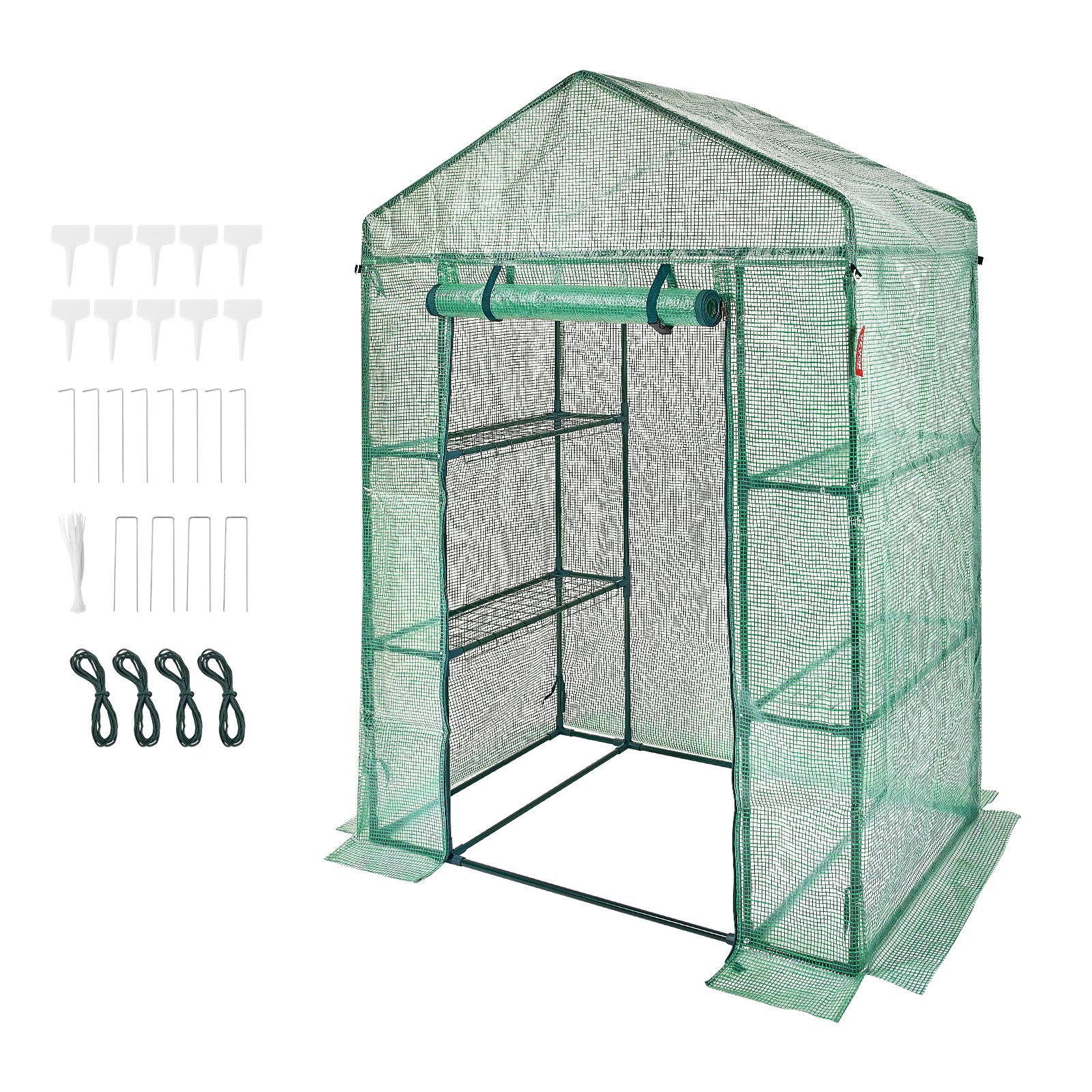 VEVOR Drivhus til walk-in, 1,2 x 7 x 1,9 m drivhus med hylder ...