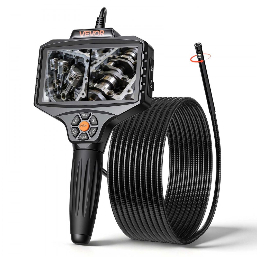 VEVOR Endoscope with Light, 360° View Coverage Industrial Borescope ...