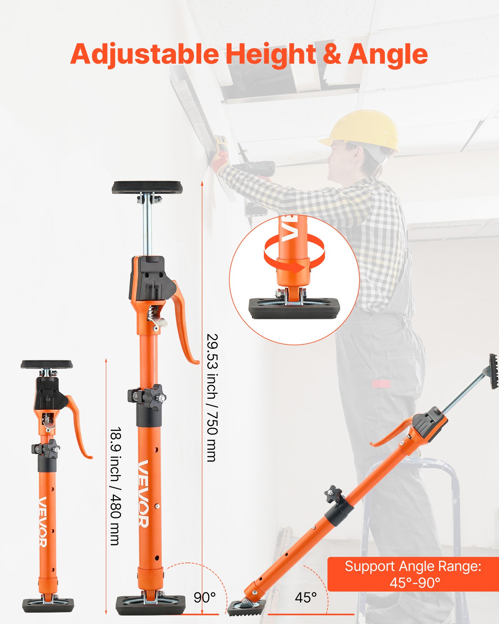 VEVOR Telescopic Support Rod – 18.9-29.5 in., 220 lbs Load