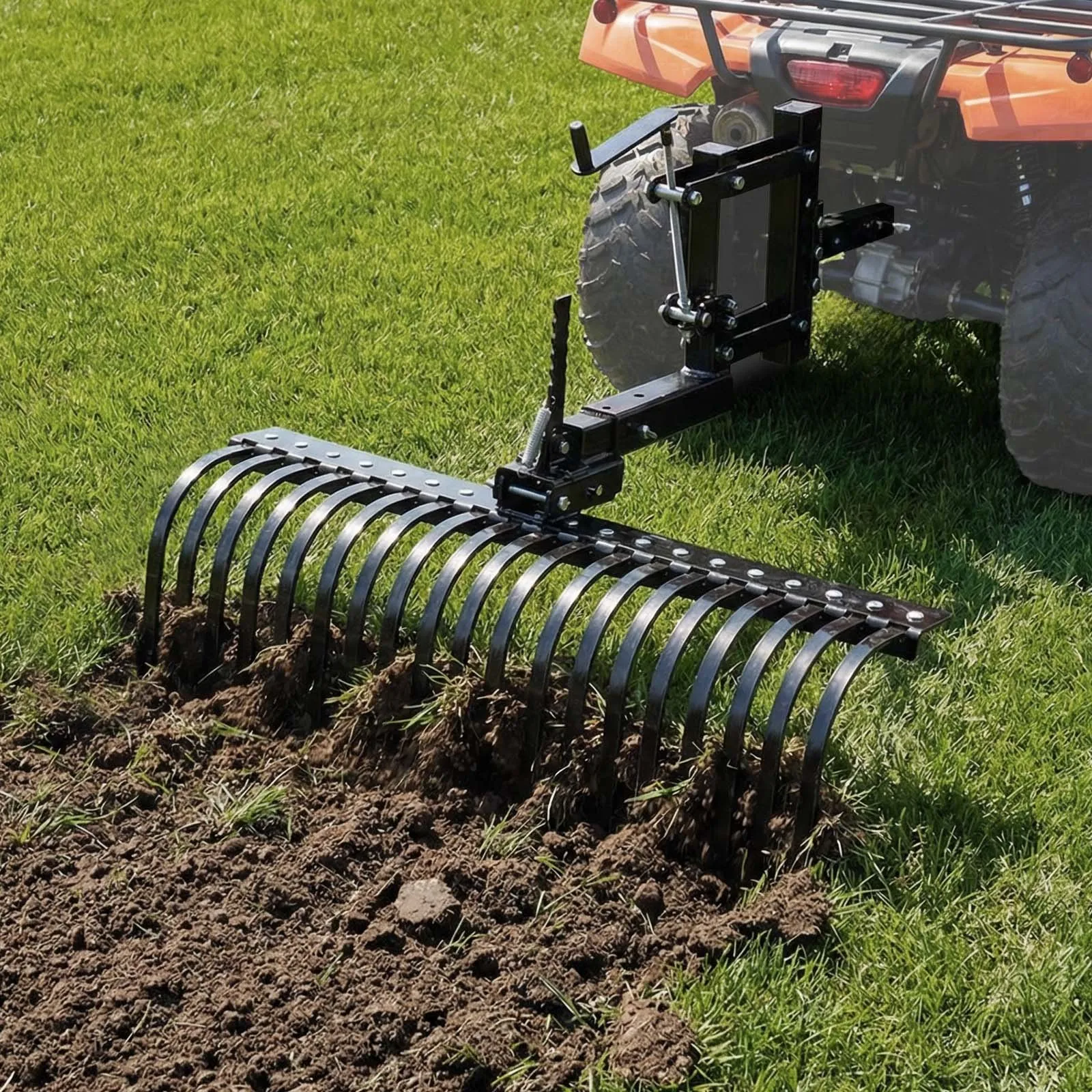 VEVOR 42 in Tow Behind Landscape Rake, 3-Point Lawn Rock Rake with ...