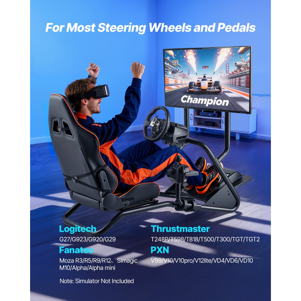 VEVOR Racing Wheel Stand Cockpit – 397 Lbs, 60-Inch Monitor
