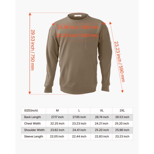 VEVOR FR Long Sleeve T Shirts – 2 XL, 7 oz, 100%, 11.6 Cal