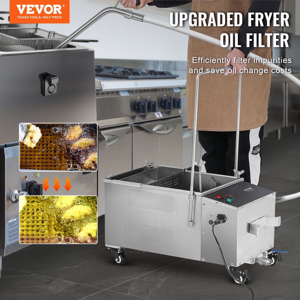 VEVOR Mobile Fryer Filter, 38L Oil Tank Capacity, Oil Filtration System ...