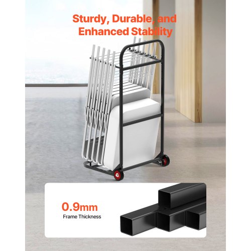 Folding Chair Rack Cart for 10 Chairs of 100 LBS Push-Style Chair Dolly ...