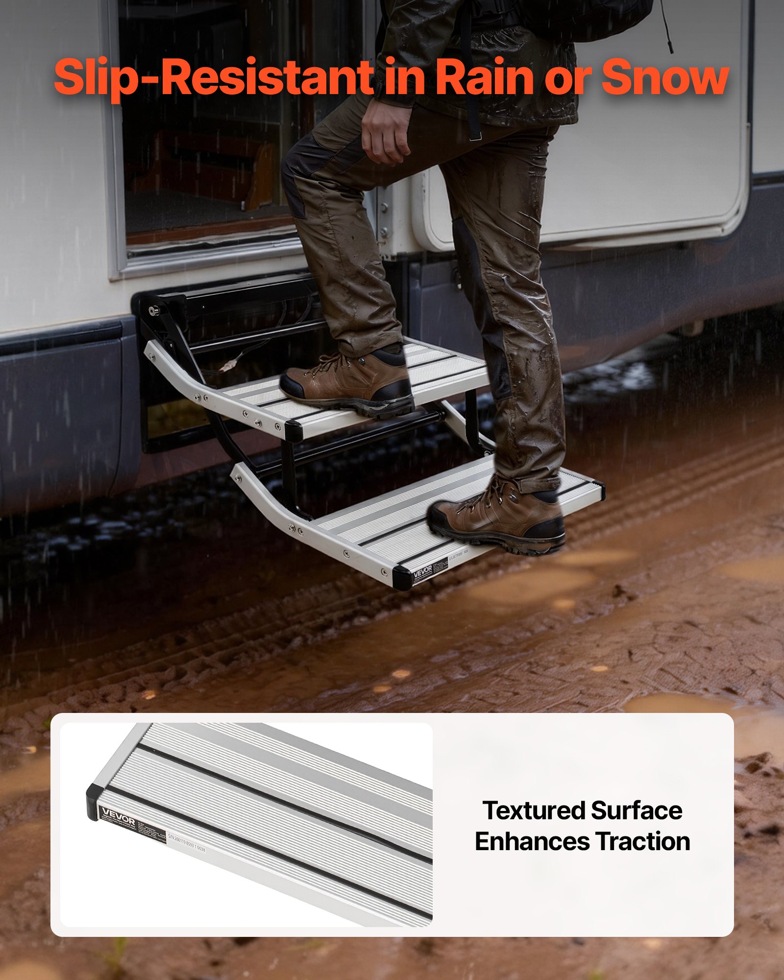 VEVOR RV Steps, 2-Step, 440 lbs Load Capacity, Electric Retractable RV ...