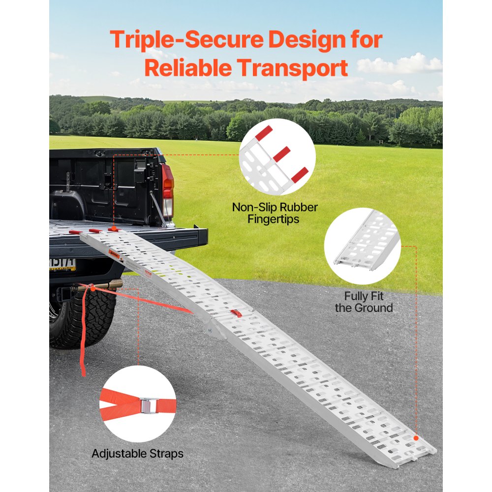 Stable Ramp VEVOR Aluminum Ramps, 750 lbs, 1Pcs Heavy-duty Ramps with Wider Ramp ...