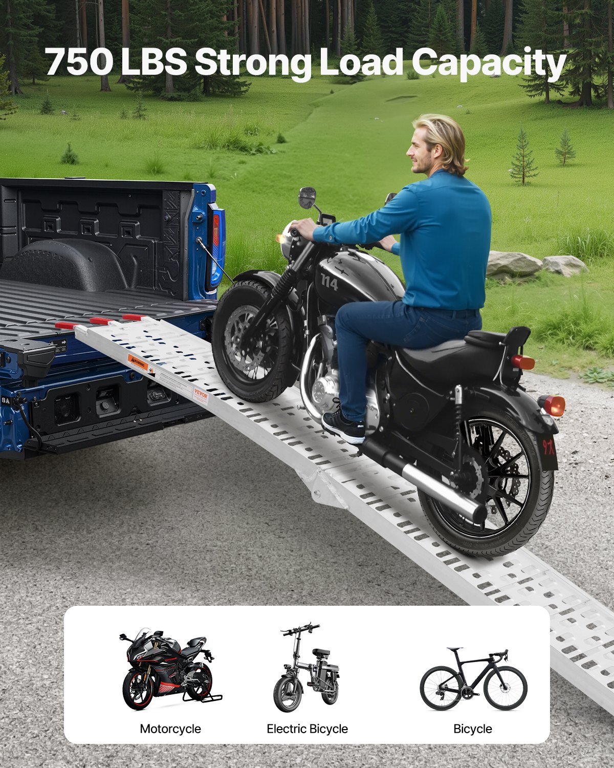 VEVOR Aluminum Ramps, 750 lbs, 1Pcs Heavy-duty Ramps with Wider Ramp ...