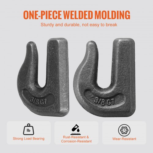12-Pack Weld-On Grab Chain Hooks - Forged Steel G70, 3/8", 6600 Lb Capacity For Trailers & Rigging