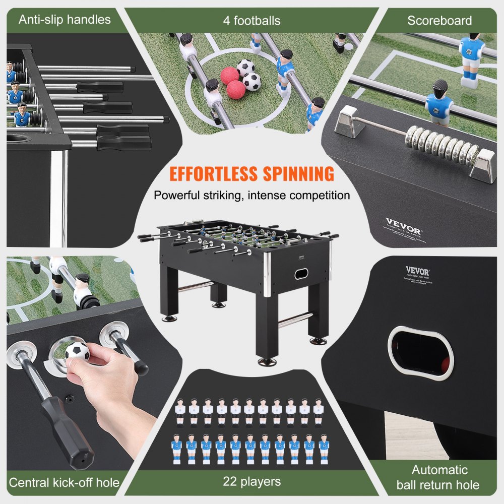 VEVOR Foosball Table, 55 Inch Standard Size Foosball Table, Indoor Full ...