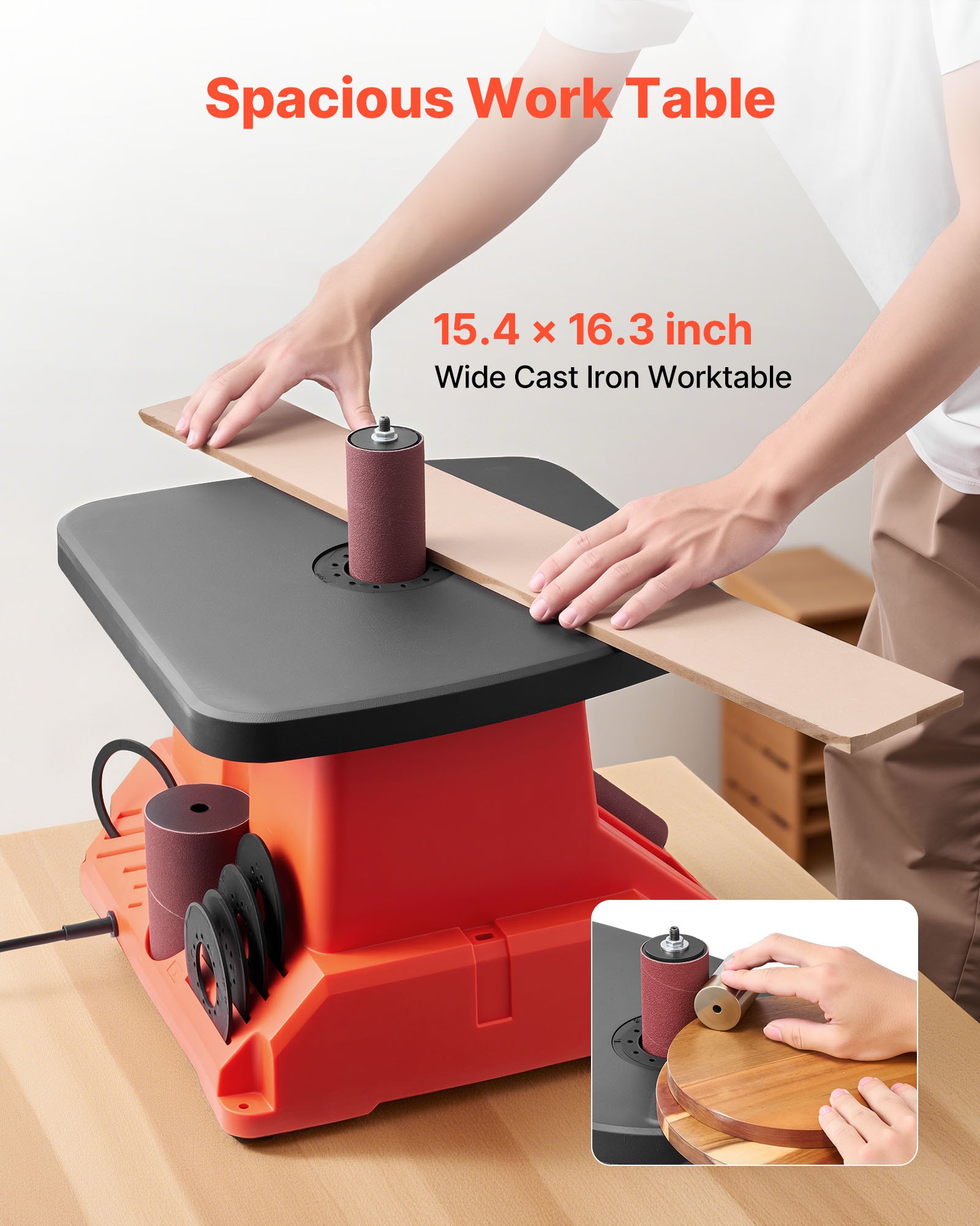 VEVOR Oscillating Spindle Sander – 2400RPM, 6 Sleeves
