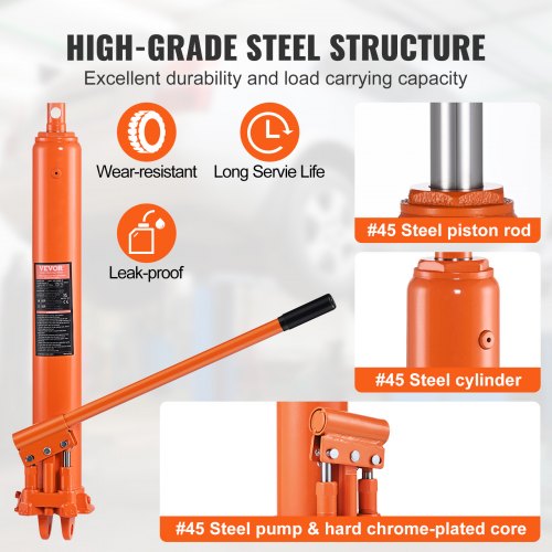 VEVOR Hydraulic Long Ram Jack 8 Ton Clevis Base Engine Hoist Cylinder ...