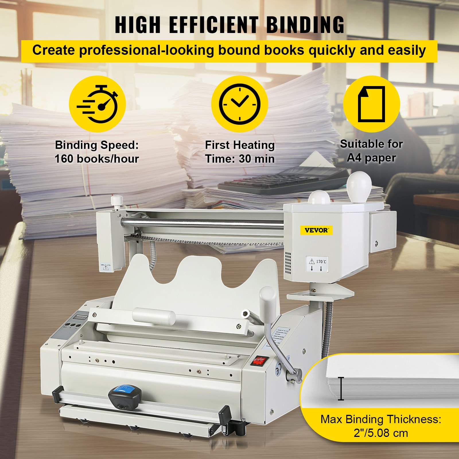 VEVOR Wireless Glue Book Binding Machine A4 Manual Hot Glue Book Binder